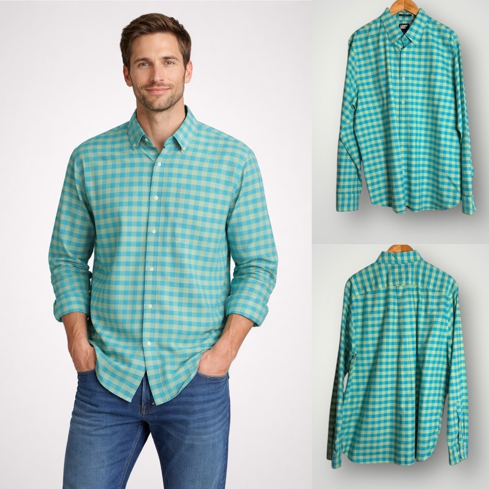 Lands End Sail Rigger Oxford Shirt Size Large Button Down Twill Traditional Fit